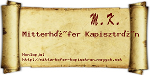 Mitterhöfer Kapisztrán névjegykártya